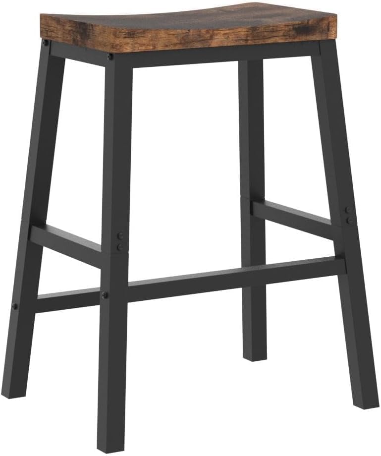 Thumbnail 4 de HOOBRO BF02MD01 Bar Stools, Set of 2, Rustic Brown and Black with Footrests