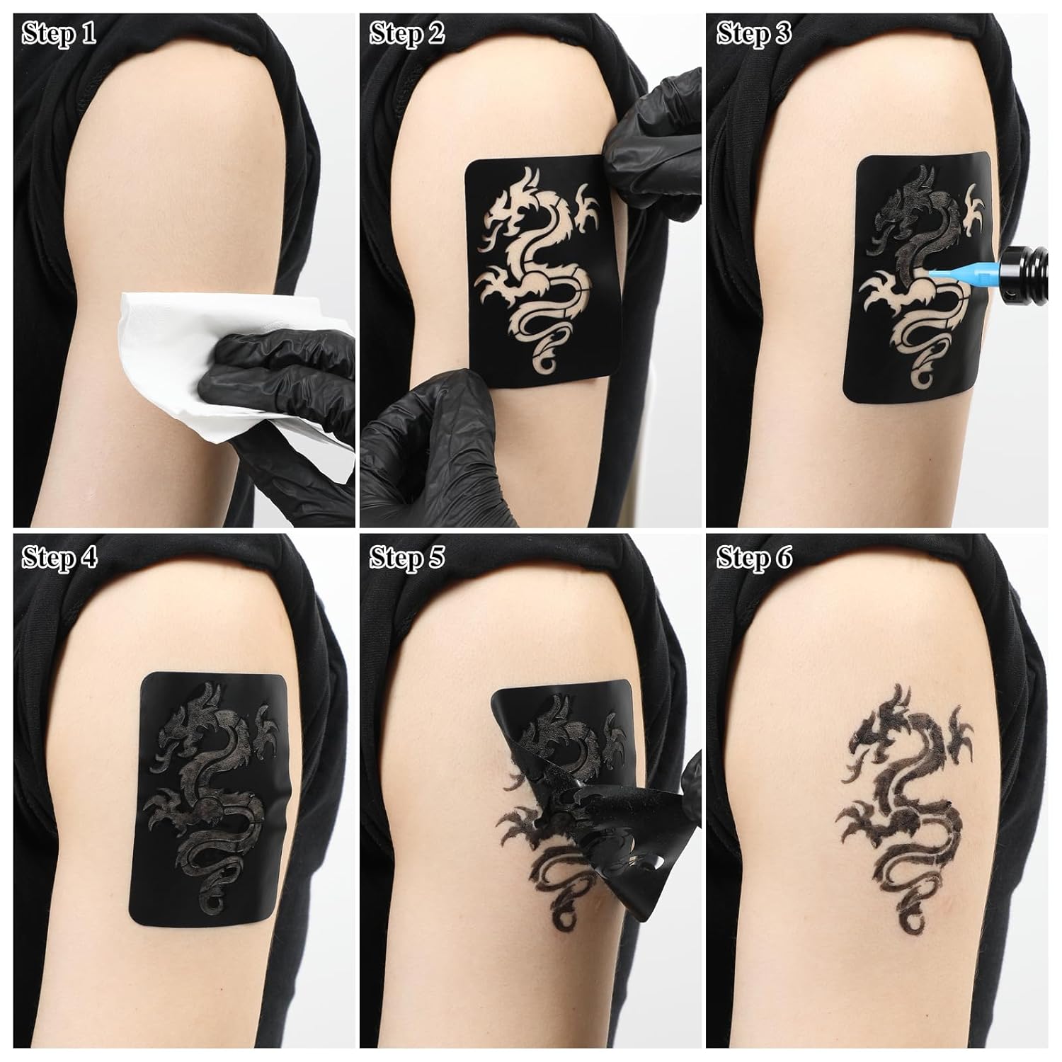 Thumbnail 3 de 4 Sheets 32Pcs Temporäre Tätowierung Schablonen – Selbstklebende Vorlagen Set für Gesicht, Körper und Party