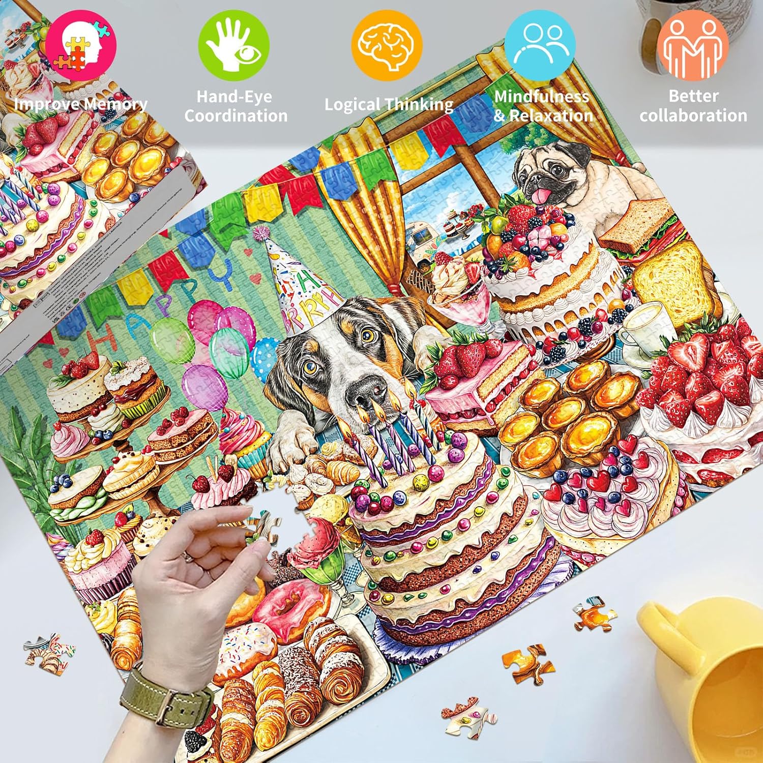 Detalle de HUADADA 1000-Piece Jigsaw Puzzle for Adults – Dessert Feast Edition