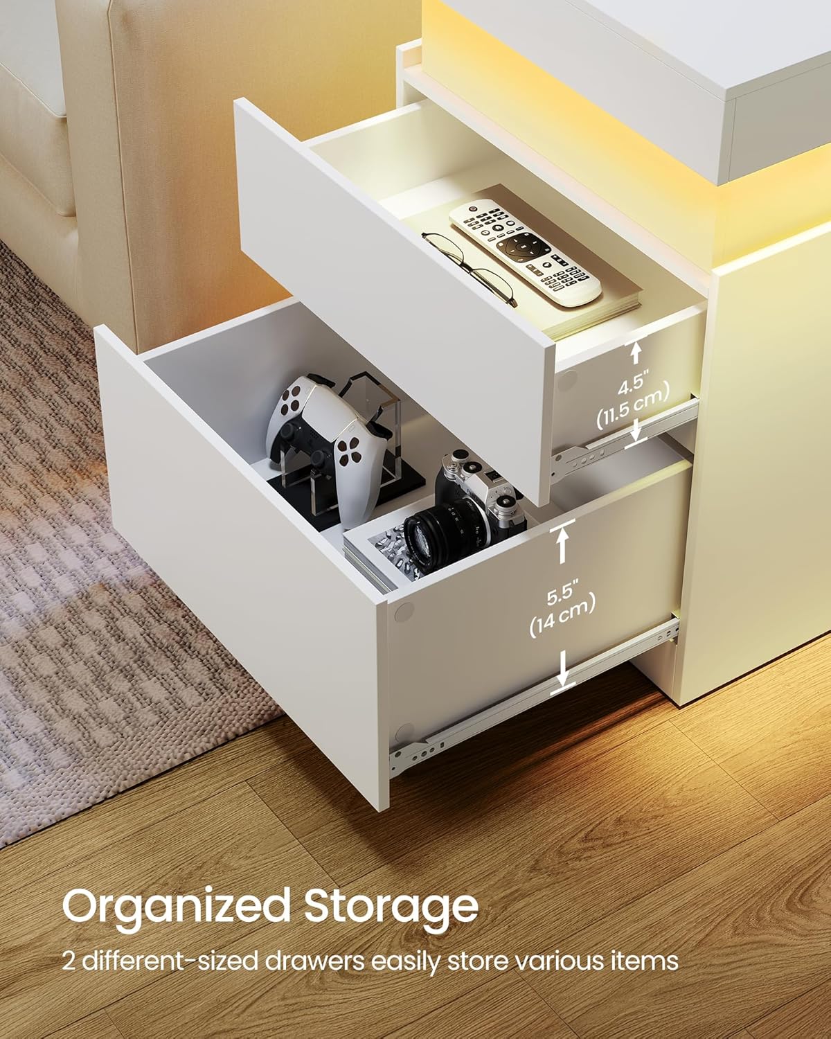 Thumbnail 5 de VASAGLE ULET840WB03 KAILYN Nightstand with Sliding Lid, Charging and LEDs