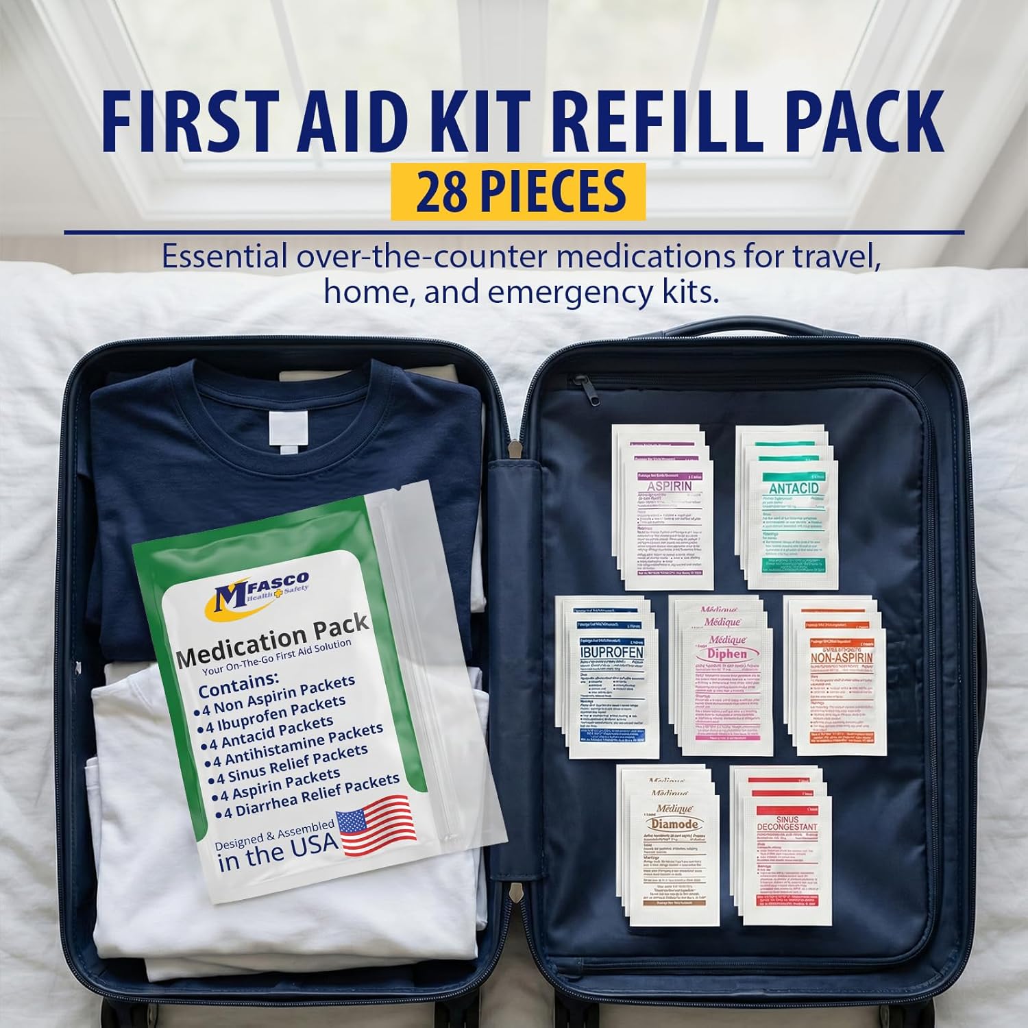 Thumbnail 3 de MFASCO 7-in-1 Travel Size Medicine Kit (TSA Approved) — Compact OTC Refill Packets for Trips & Cruise Travel