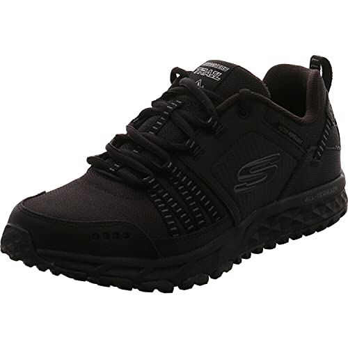 Detalle de Skechers Men’s Escape Plan Trainers - Black Leather Mesh Trim, 6.5 UK