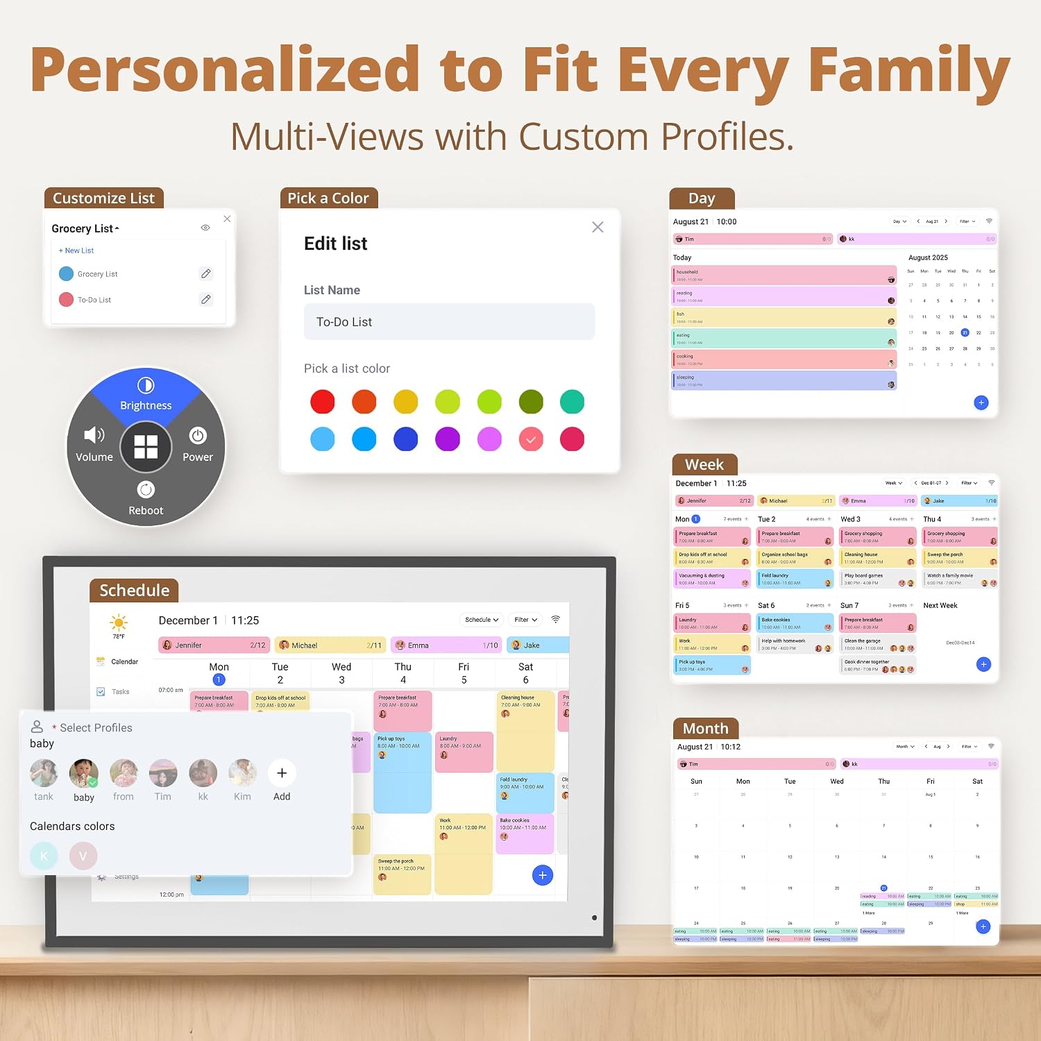 Detalle de Dragon Touch 14 Inch Digital Calendar Wall – 1920 x 1080 FHD Family Planner with 32GB and Touchscreen
