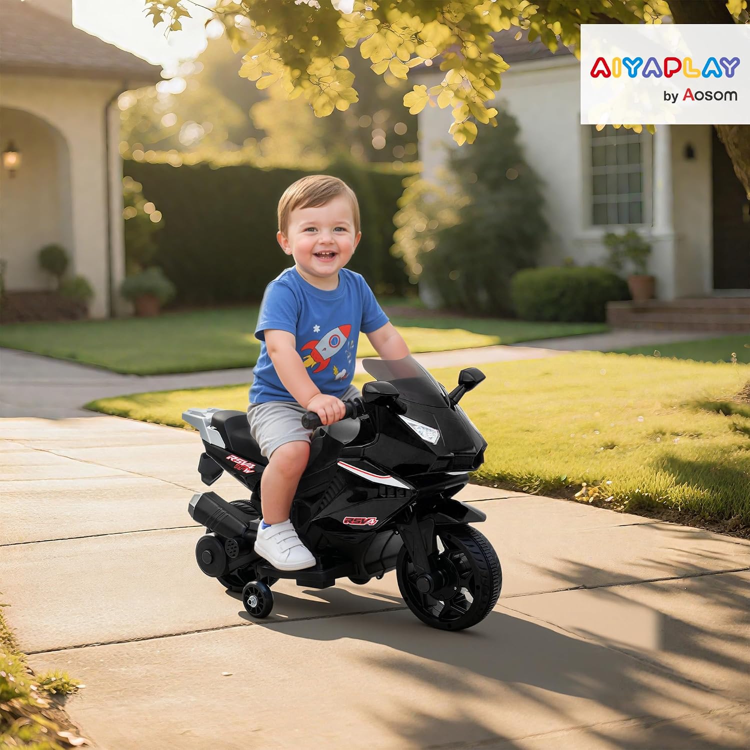 Thumbnail 1 de AIYAPLAY 370-451V90BK elektrische kinder-motorfiets, 6 V, 2,5 km/u