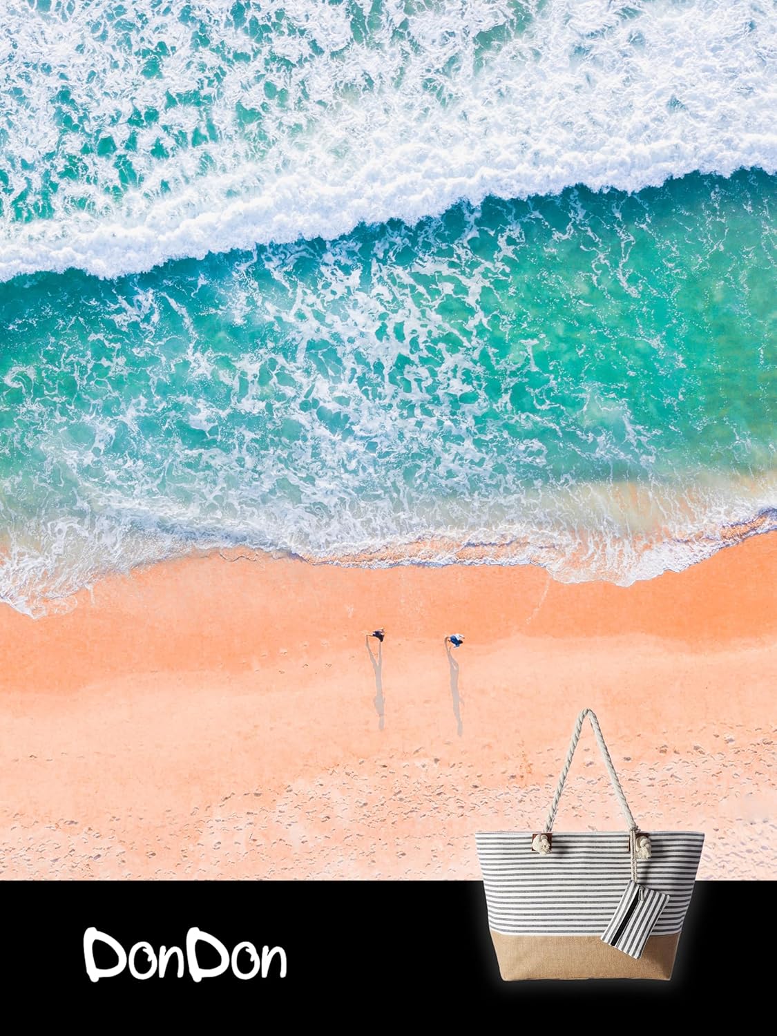 Thumbnail 5 de DonDon große Strandtasche XXL mit Reißverschluss – umhängetaugliche Badetasche Damen im Streifen-Look