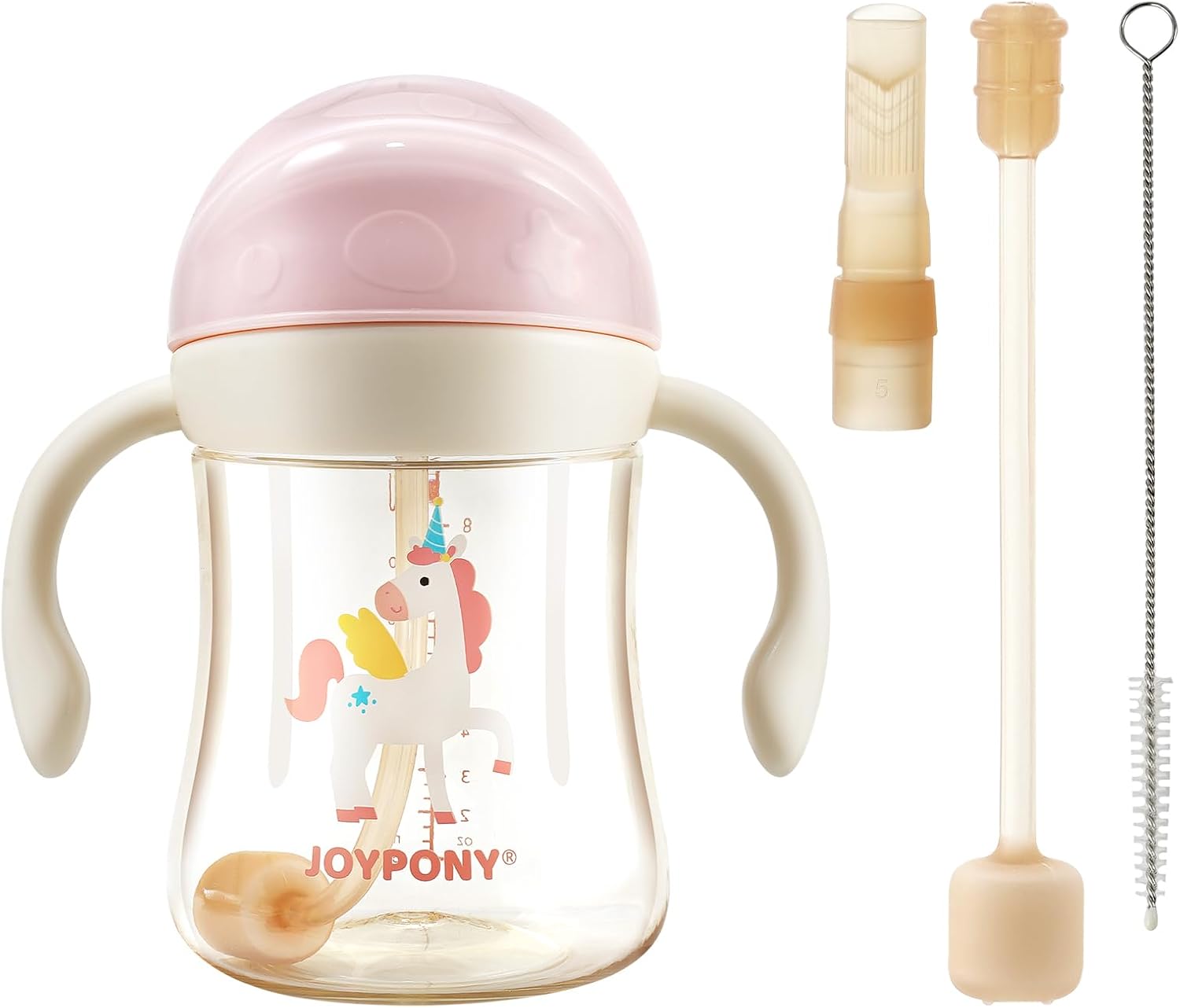 Detalle de Joypony BB-FD-CP Sippy Cup, 9 oz Pink PPSU Weighted Straw Cup