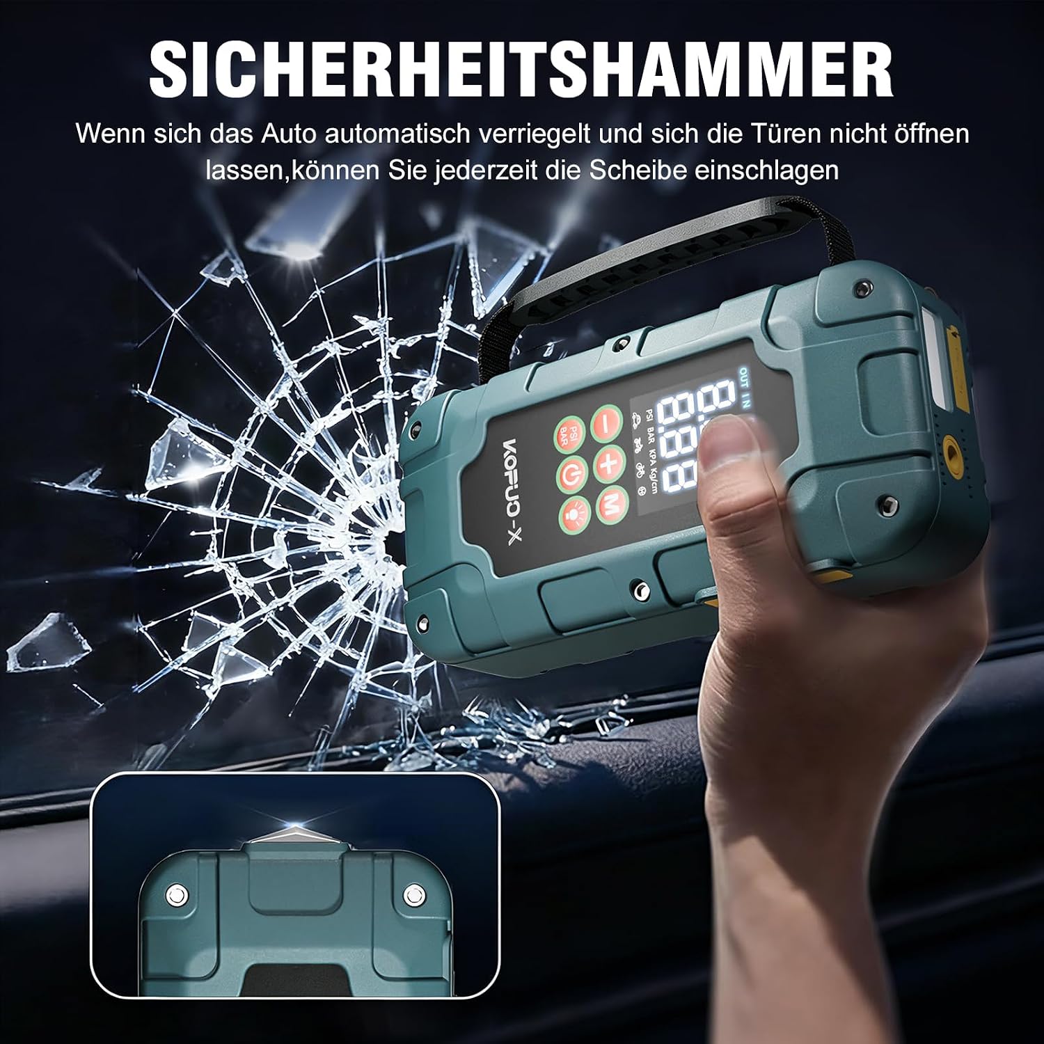 Thumbnail 4 de KOPUO Starthilfe Powerbank 8000mAh mit Kompressor, 150 PSI – notfall-Boost für Auto, 8L Benzin & 6.5L Diesel