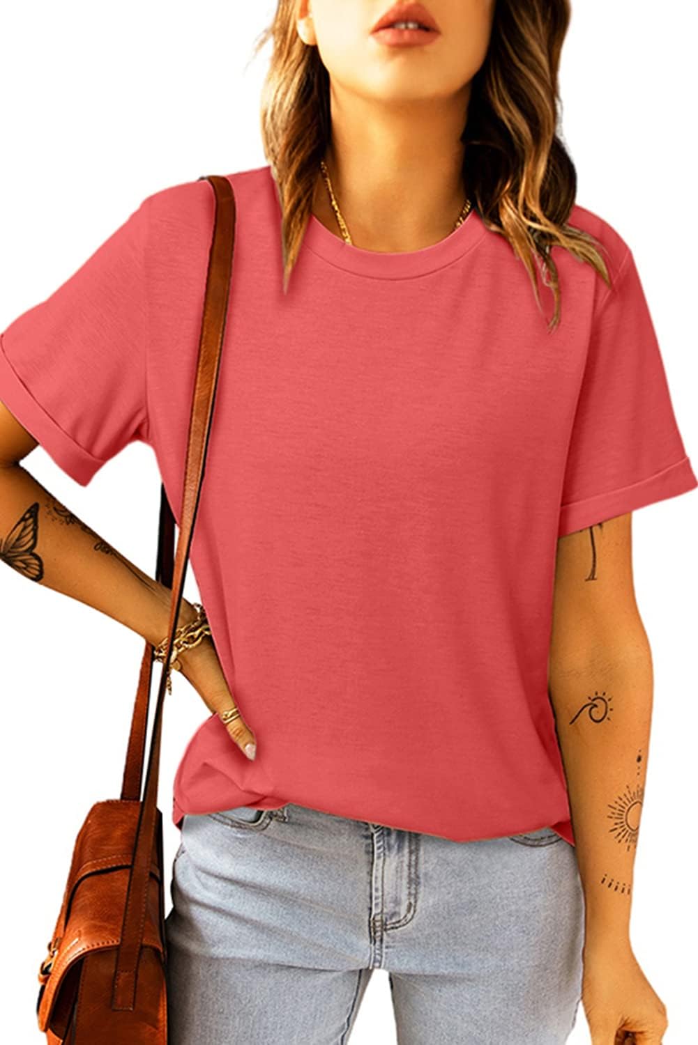 Detalle de T-shirt basique femme Suncife à manches courtes et col rond