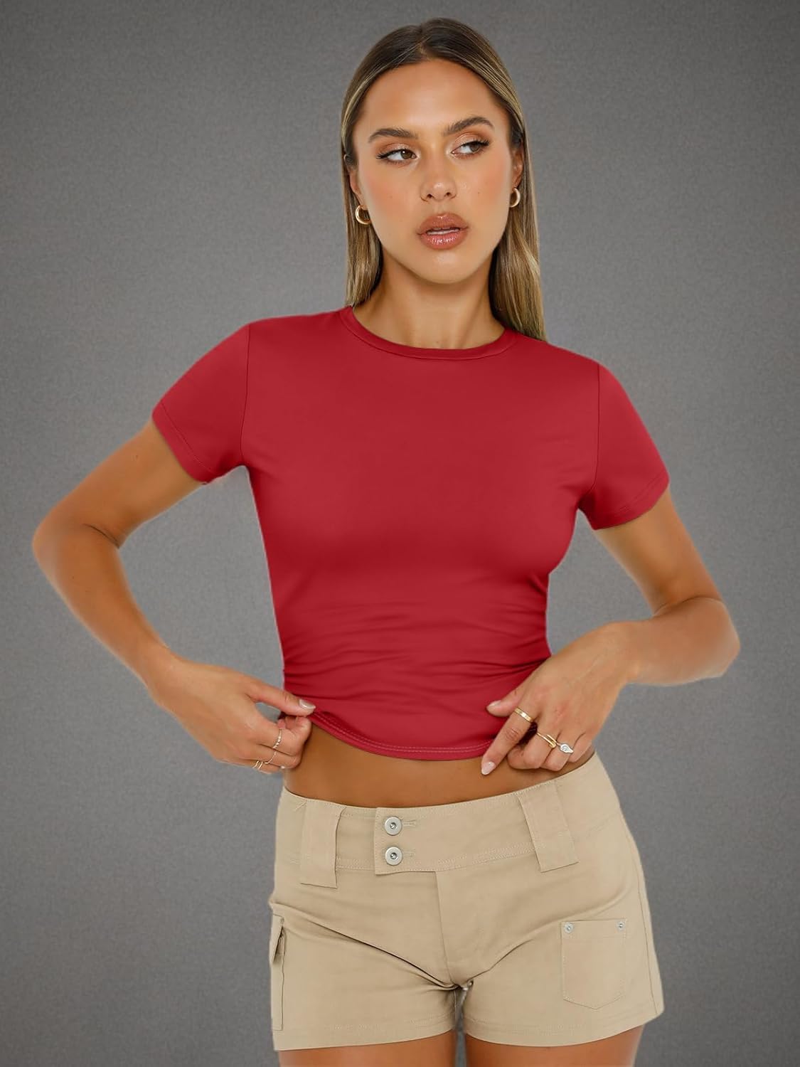 Thumbnail 6 de AUTOMET Women's Crew Neck Short Sleeve Summer Basic T-Shirt