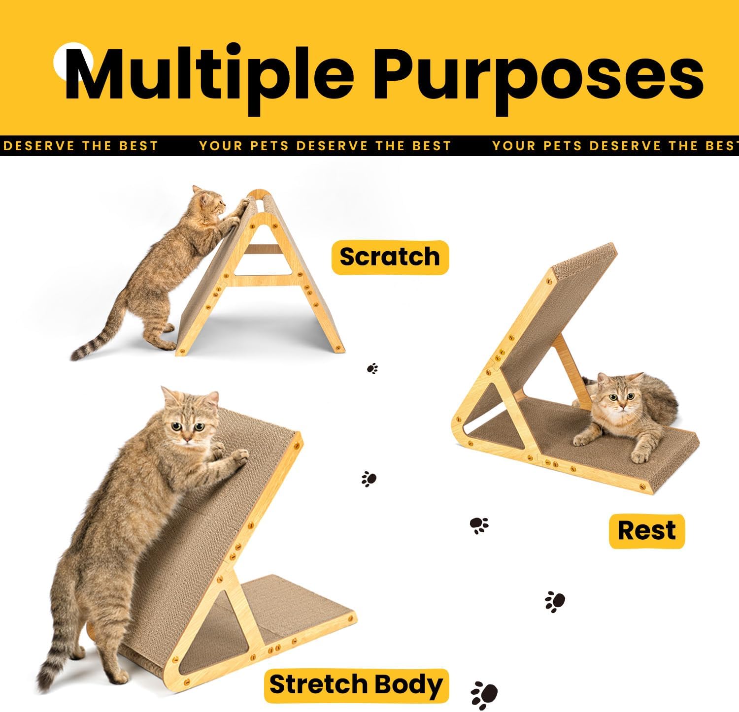 Detalle de Conlun A-Frame Cat Scratching Board (Dual-Sided Vertical/Horizontal Scratcher) for Indoor Kittens