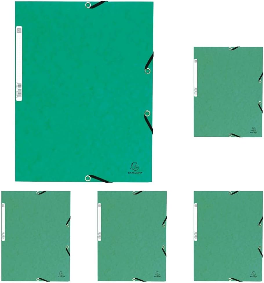 Thumbnail 5 de Exacompta 55303E – Paquet de 10 chemises à élastiques vertes 24 x 32 cm (A4) – pochettes 3 rabats, carte lustrée 355 g/m2