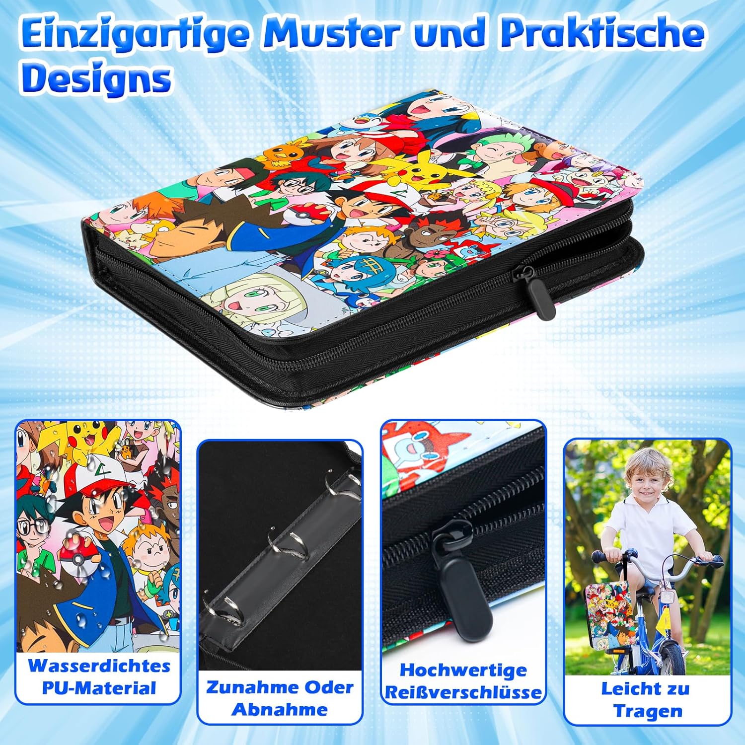 Thumbnail 1 de Jntmakun Sammelalbum für Pokémon Karten – 50 Seiten / Platz für 400 Karten, wasserdichtes PU, RW400