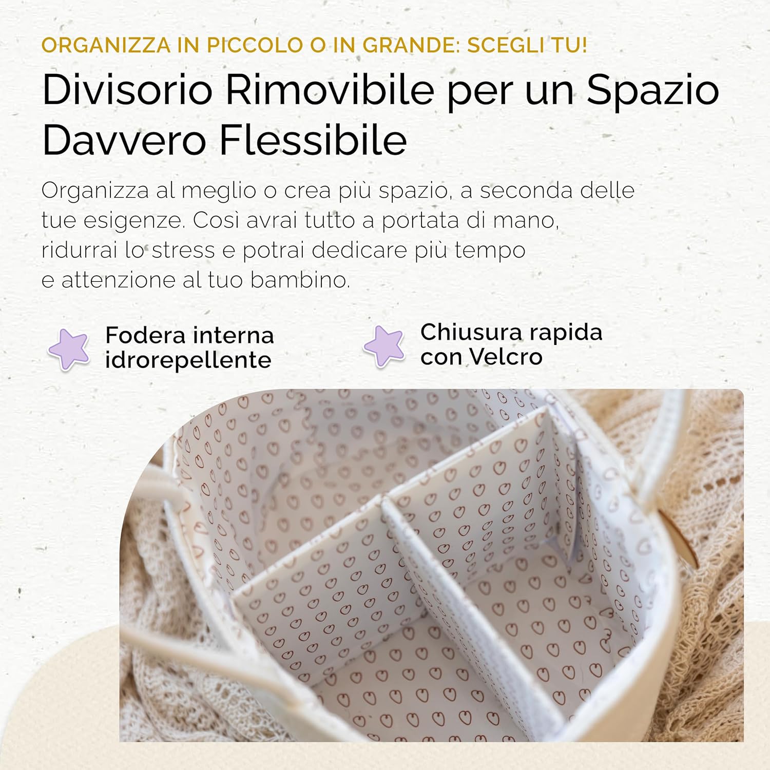 Thumbnail 3 de Yunioo Cestino Porta Pannolini – Organizer Fasciatoio Neonato con Maniglie Robust e Divisori Rimovibili