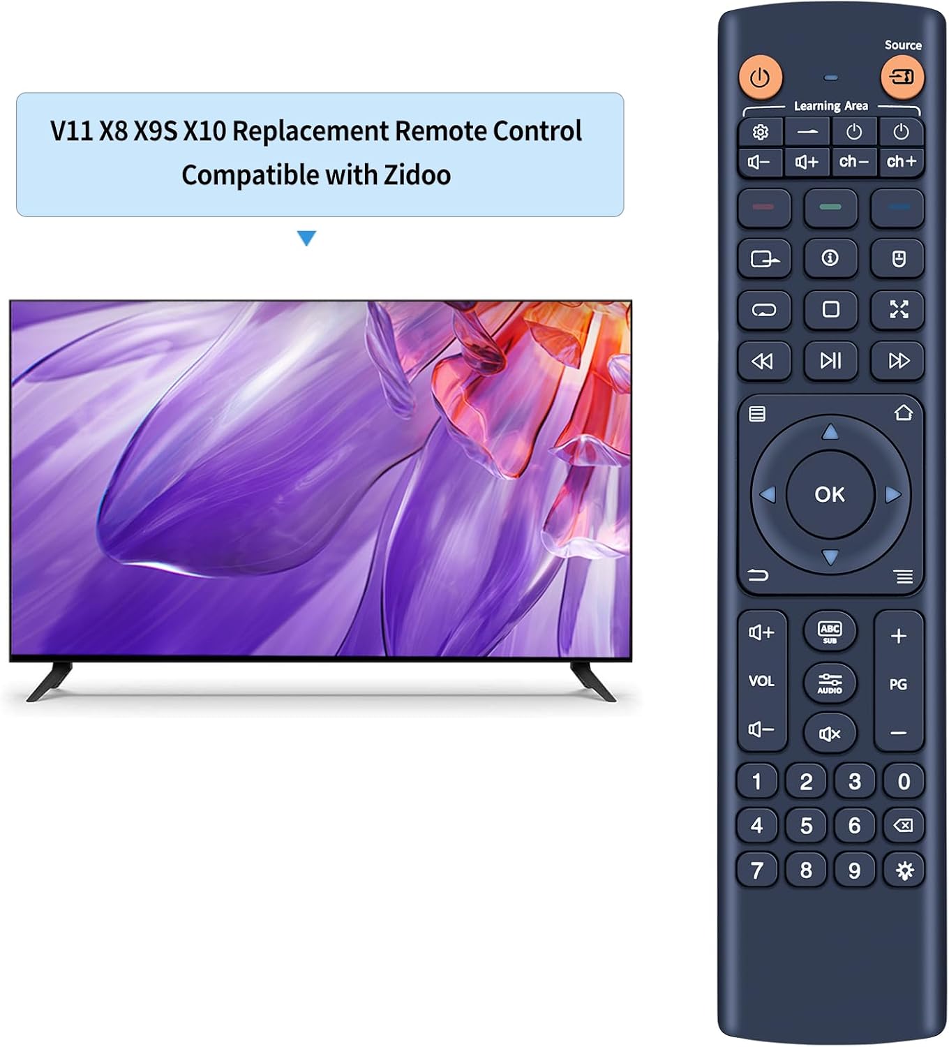 Thumbnail 1 de TCNOUMT V11 replacement remote control for Zidoo TV set-top boxes (3x AAA)