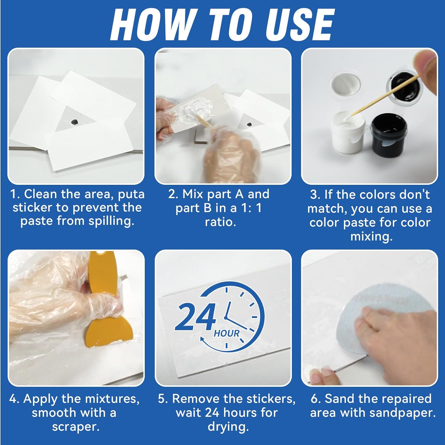 Detalle de Inpumo Tile Repair Kit: Porcelain & Ceramic Enamel Repair for Chips, Scratches and Dents