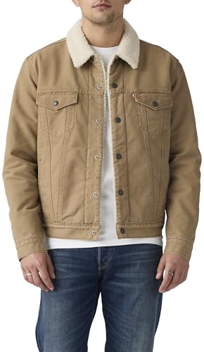 Detalle de Levi's Type 3 Sherpa Trucker, chaqueta vaquera beige para hombre, talla L
