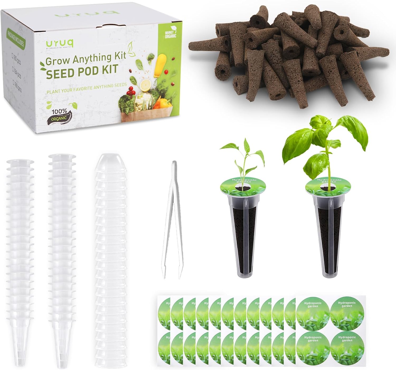Detalle de URUQ 180-Piece Hydroponic Pod Kit for AeroGarden, with Sponges and Domes