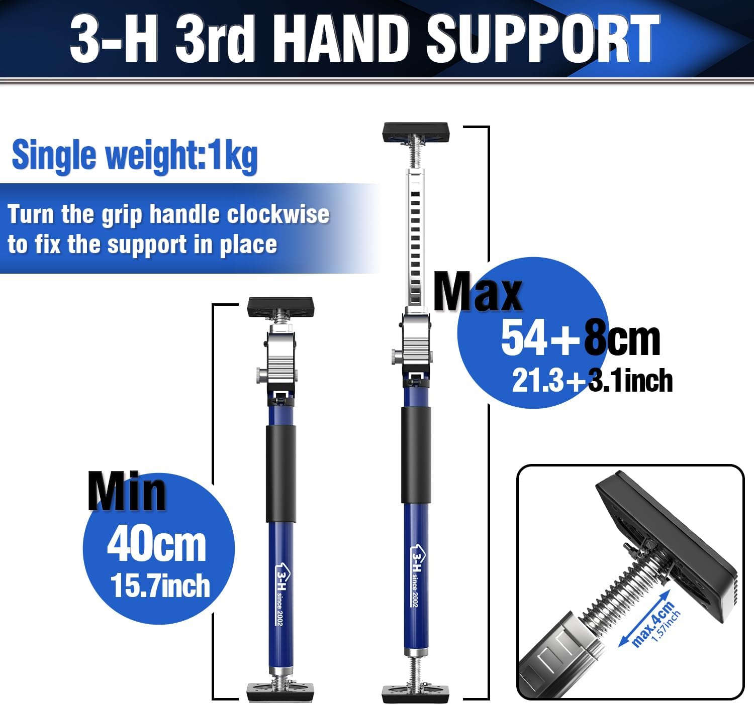 Detalle 2 de 3-H Cabinet Jack, adjustable 15.75–24.4 in