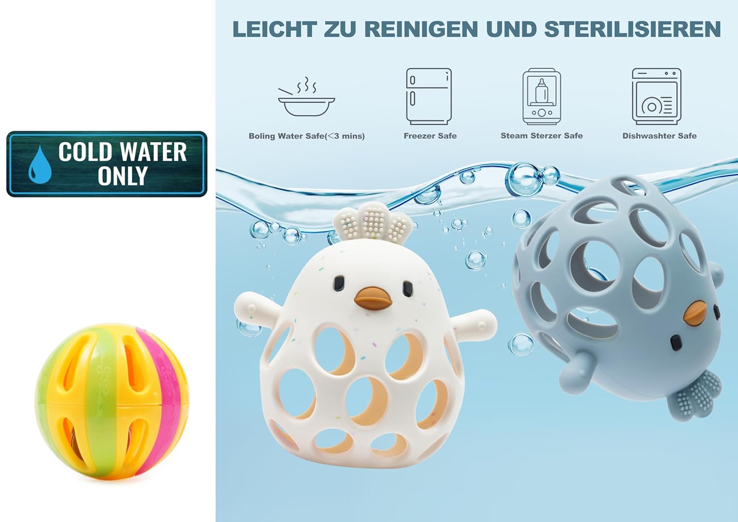 Thumbnail 6 de farout Montessori Beißring & Rassel für Babys – Sensorik Spielzeug aus Silikon, Zahnungshilfe und Greifball