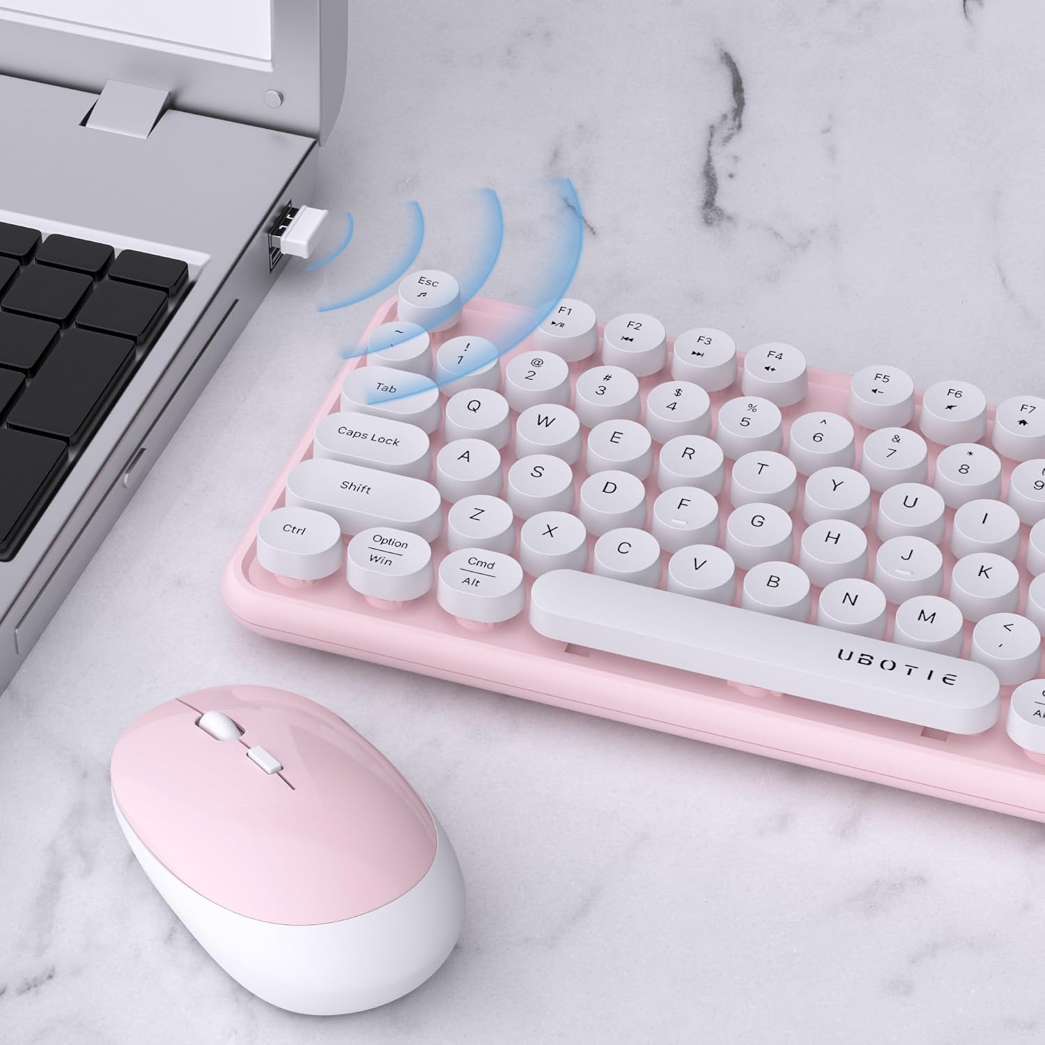 Detalle de UBOTIE Colorful Wireless Keyboard and Mouse Combo