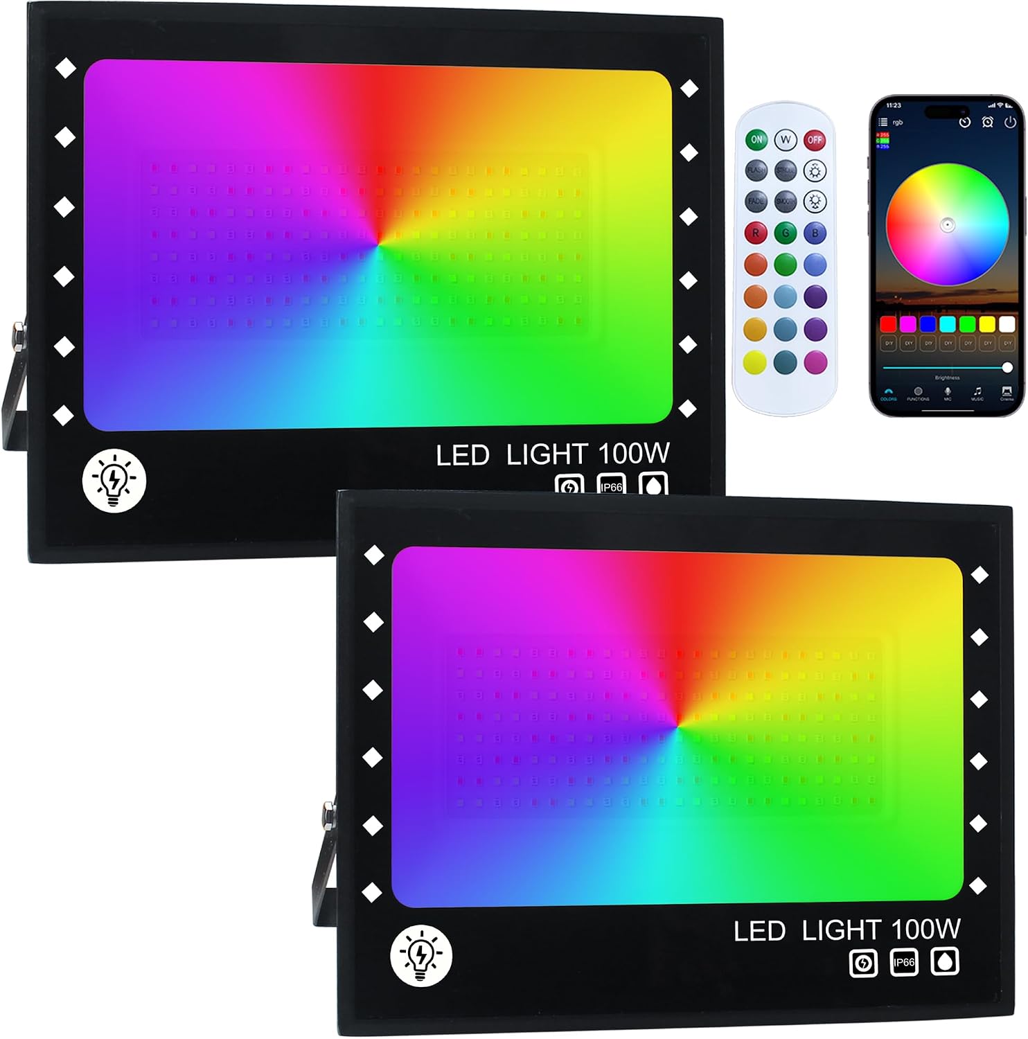 Detalle de OUSIDE Foco LED RGB 100W para exterior