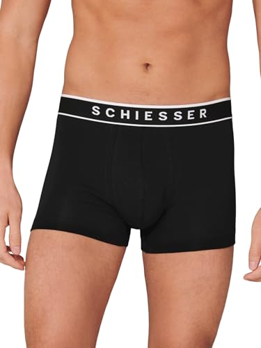 Detalle 2 de Schiesser Herren 3er Pack Boxershorts Bio-Baumwolle 95/5 – Schwarz, Größe 6/L (173983)