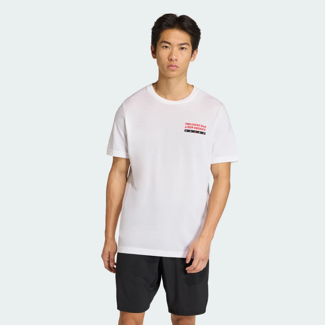 Detalle de Adidas Camiseta de Pádel Estampada Wanted – blanca