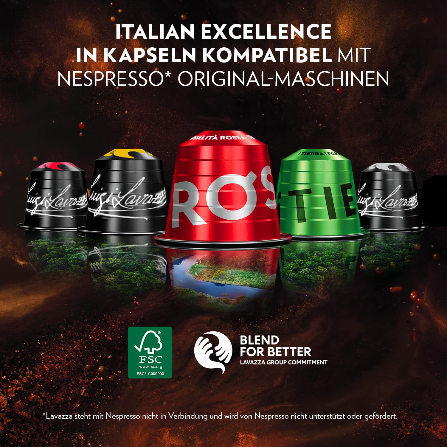 Detalle de Lavazza Qualità Oro Arabica-Bohnen Kapseln – 100% Arabica, fruchtig-floraler Espresso, 10 x 10 Kapseln, Nespresso-kompatibel