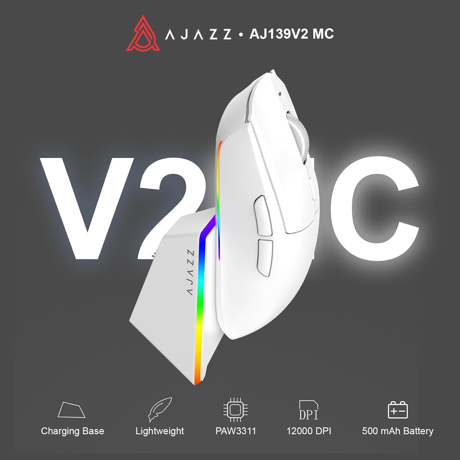 Thumbnail 1 de AJAZZ AJ139 V2 MC Wireless Gaming Mouse with RGB Charging Dock
