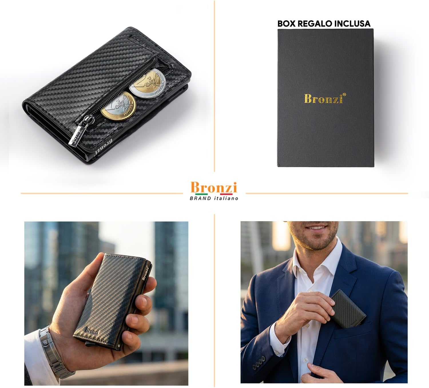 Thumbnail 3 de Bronzi Portafoglio Uomo Slim Piccolo 10x6,5 cm
