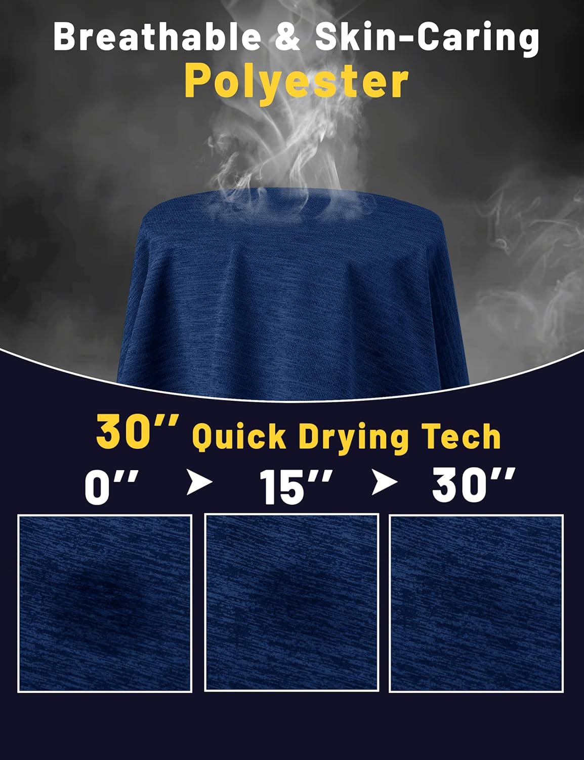 Thumbnail 3 de KEFITEVD Men’s Quick Dry T-Shirts (Short Sleeve) – Lightweight Gym, Running & Training Sport Tops