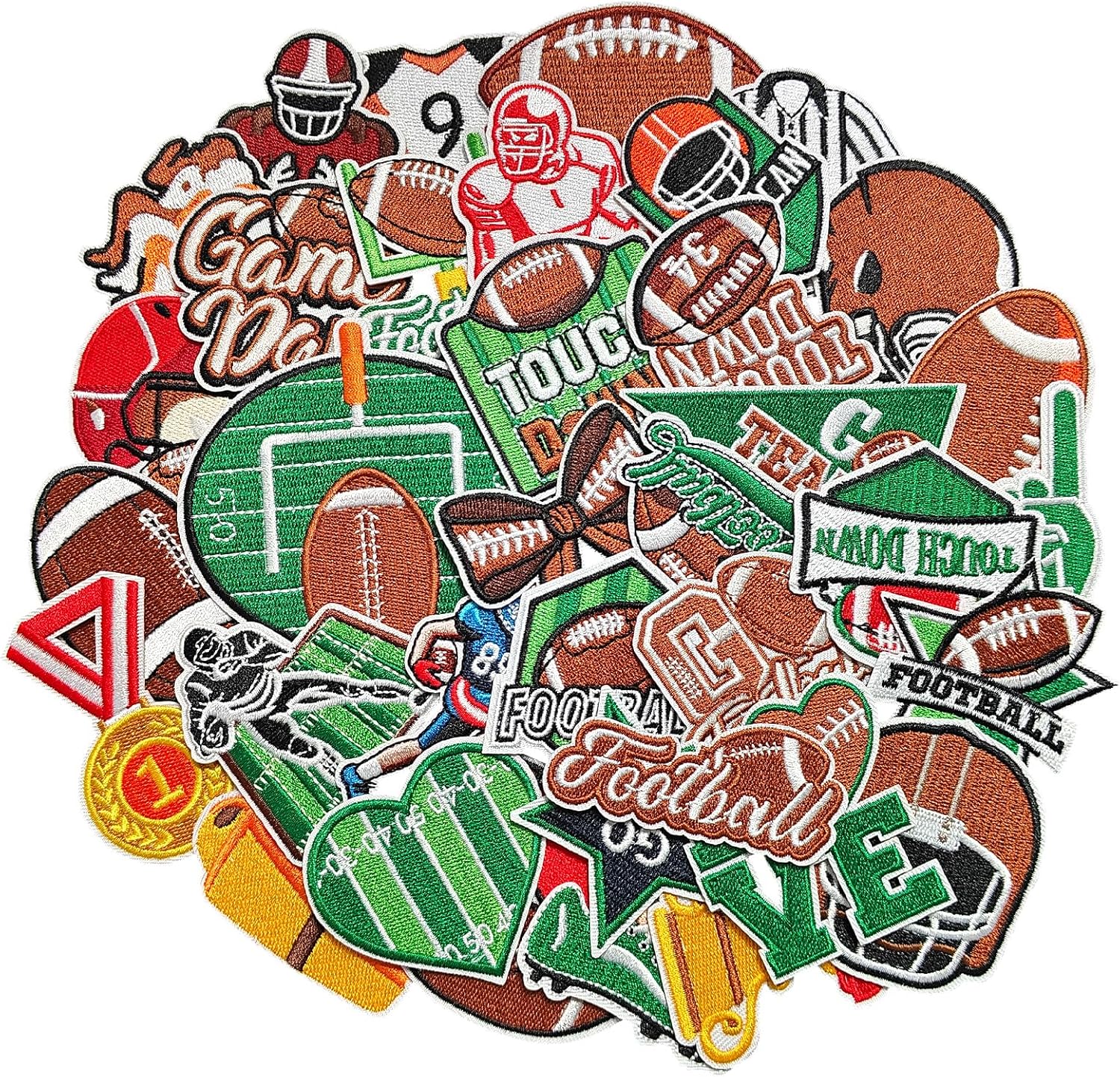 Detalle de TXSN Football Iron-On Patches, 36-Piece Embroidered Sports Appliques