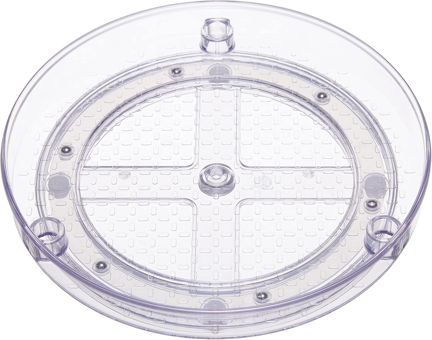 Detalle 2 de Amazon Basics Drehregal Lazy Susan, 2 Ebenen, Transparent, 22,9 cm – kompakte Küchenorganisation