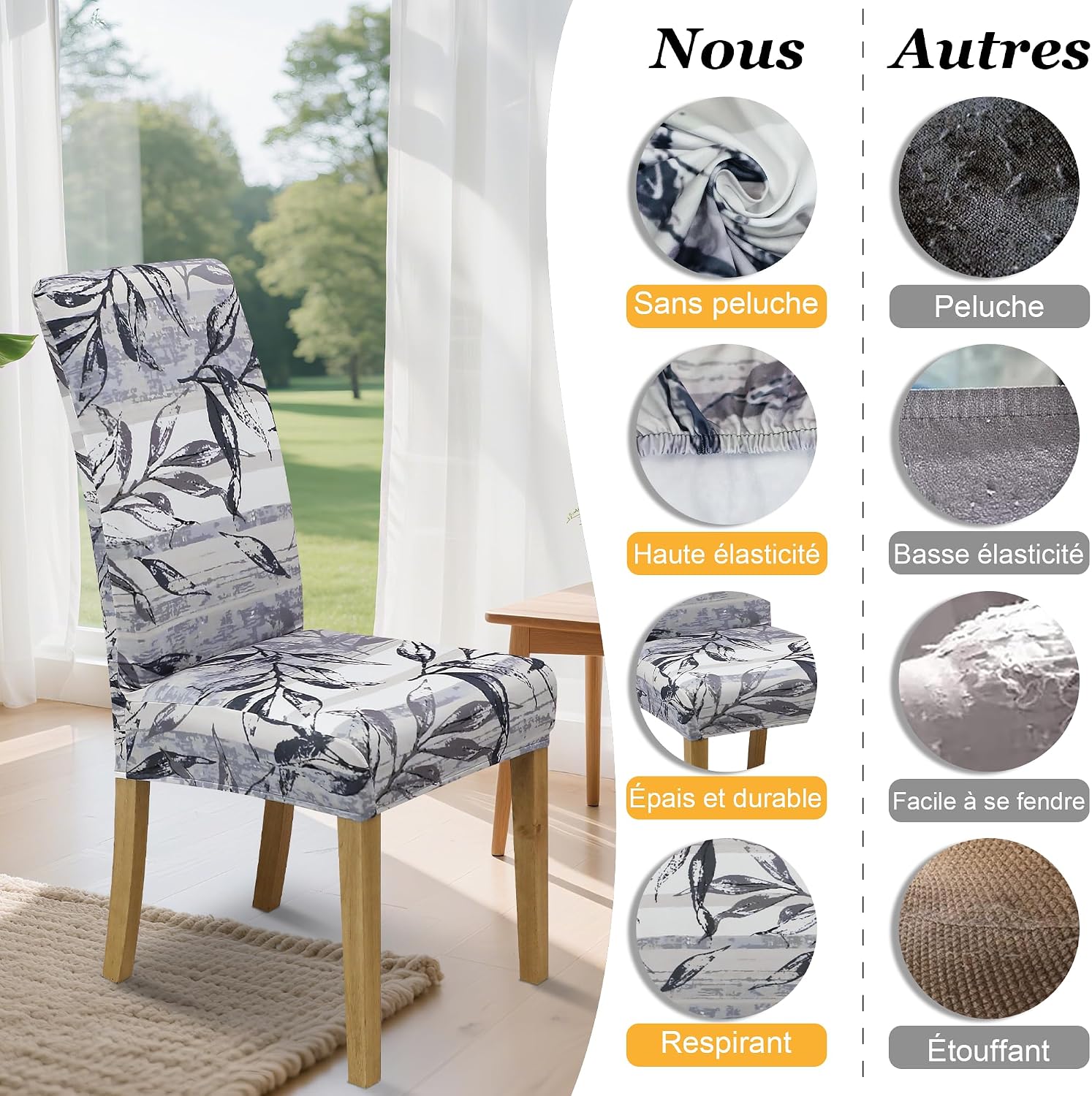 Detalle 2 de Housse chaise haute Jacquard – ensemble 2/4/6 pièces, avec dossiers