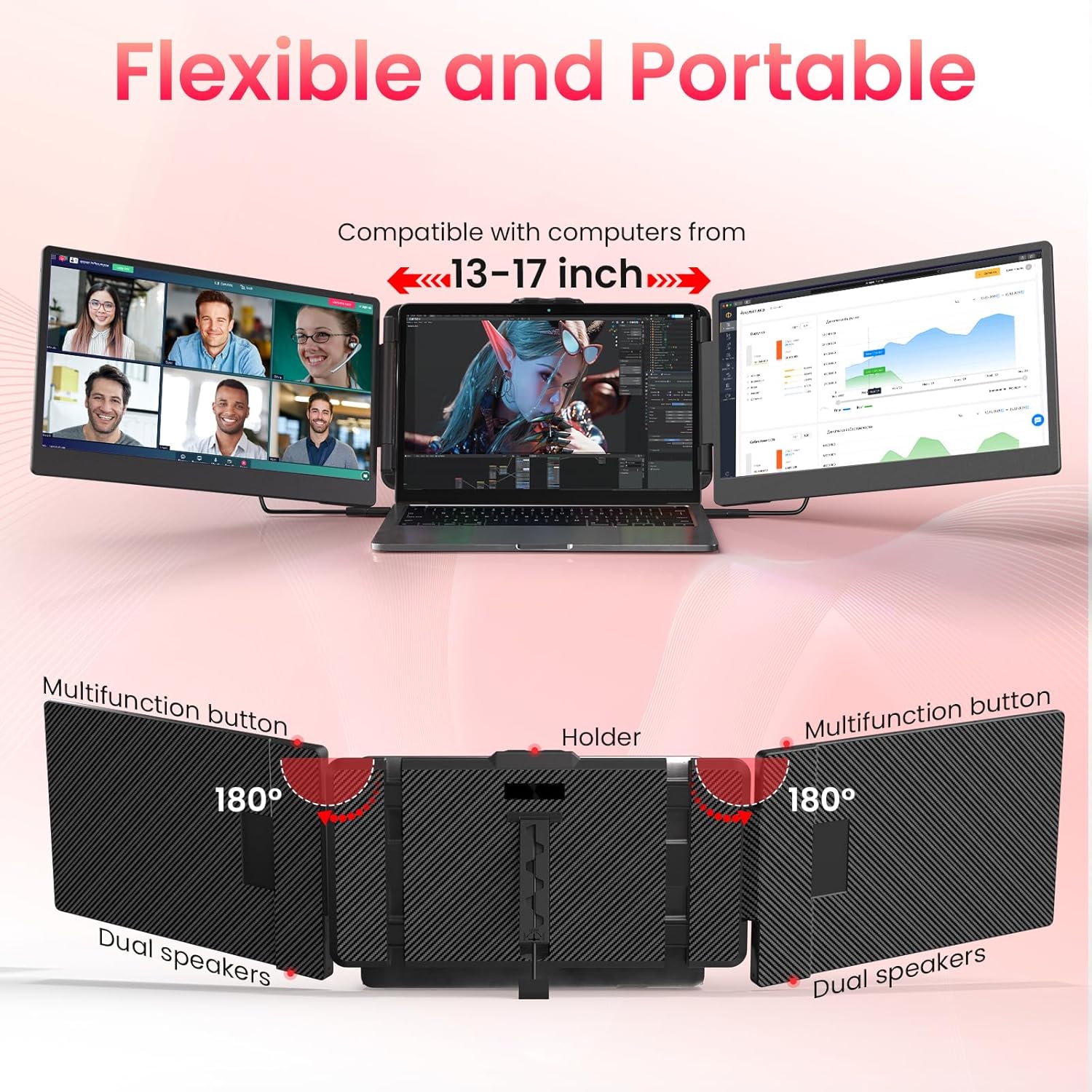 Thumbnail 2 de Grazz Laptop Screen Extender Triple Monitor 14"