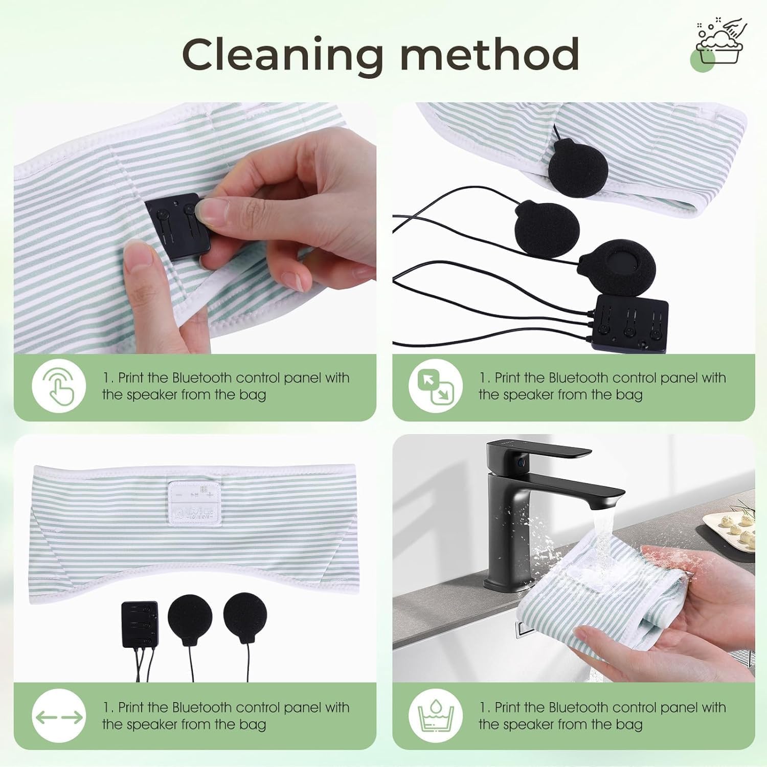 Thumbnail 5 de LOVE EYE Sleep Headphones Headband: Striped Soft Skin-Friendly Headband with Thin HD HiFi Bluetooth Speakers