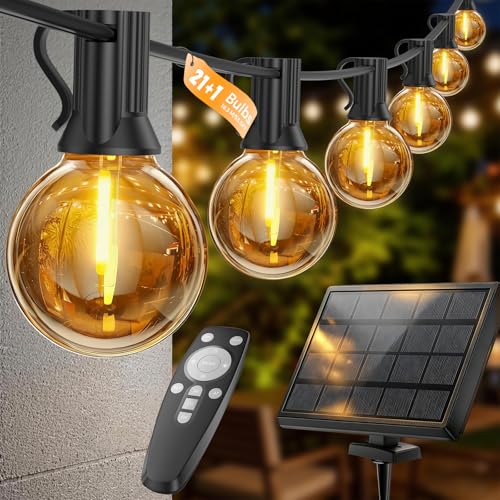 Detalle de VenzBlomia Solar Festoon Lights Outdoor 16.3M/53.5FT with Remote – G40 LED, USB Backup