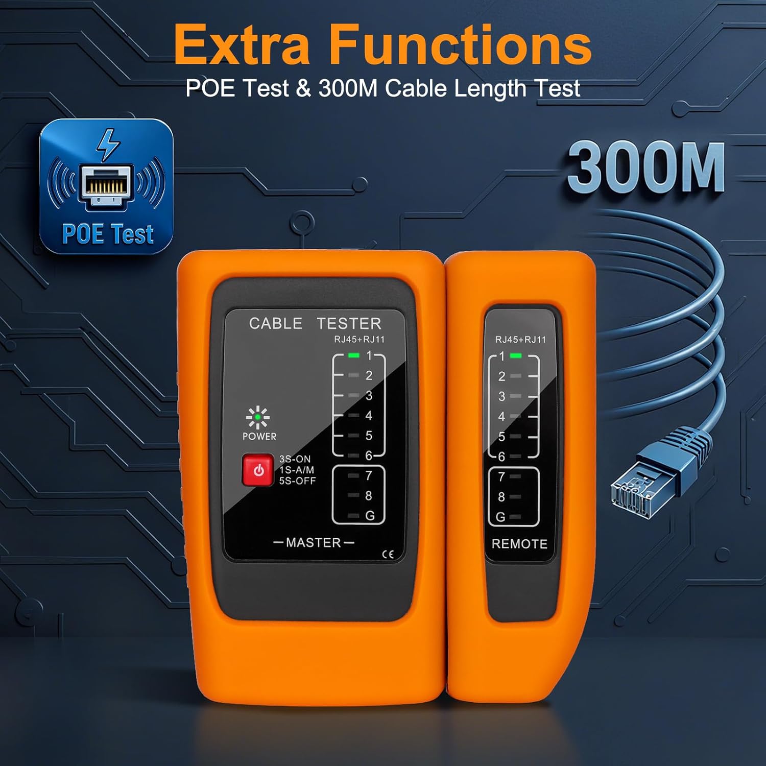 Thumbnail 4 de Hiija Netzwerkkabel-Tester RJ11/RJ45 & ISDN mit PoE (bis 300 m) für CAT6/7/8