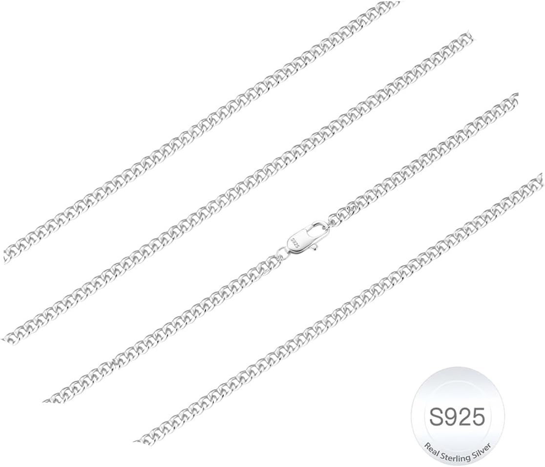 Detalle de Diorra 925 Sterling Silber Kette, 2 mm – Silberkette Damen, ohne Anhänger, Länge 40–55 cm