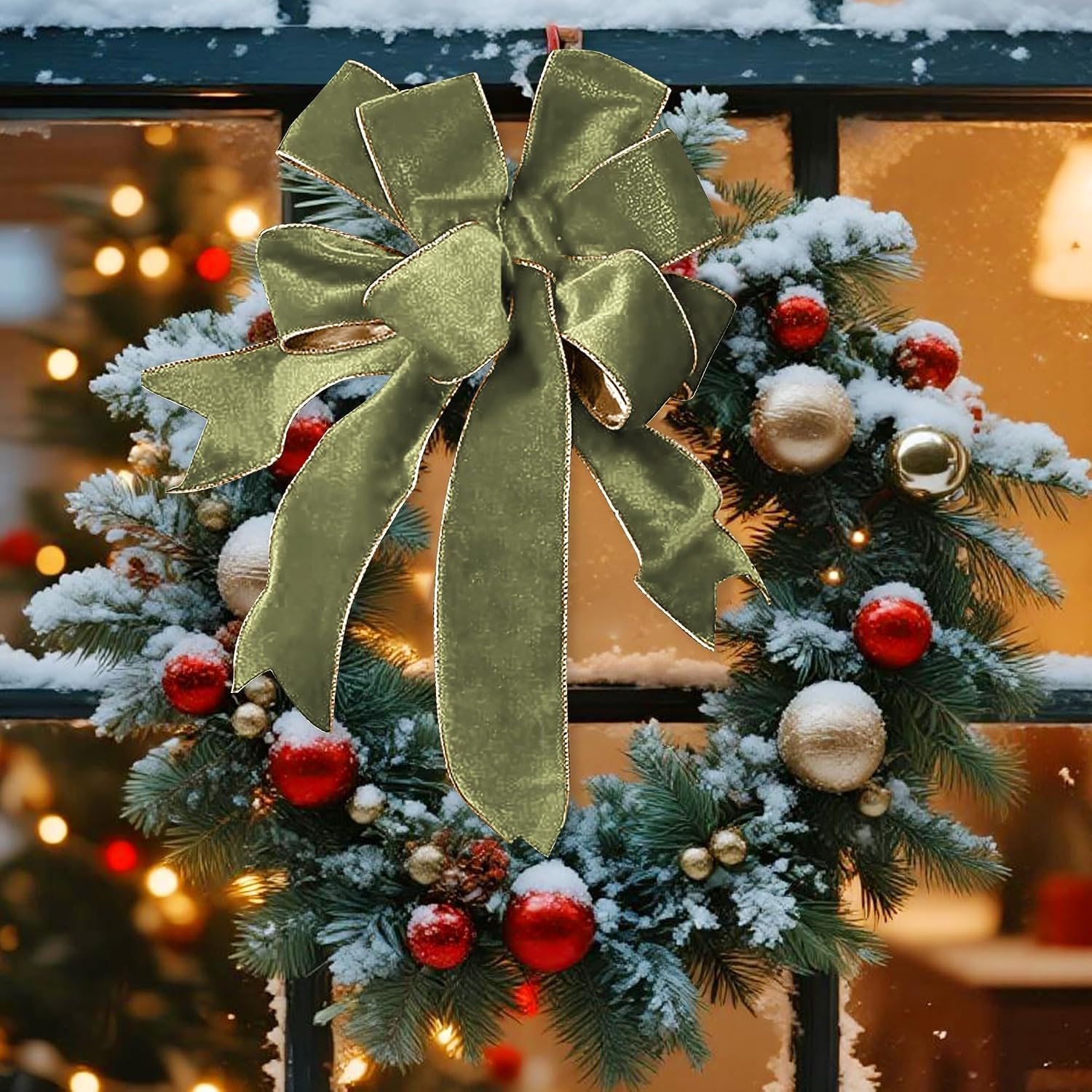 Detalle 1 de SIMISI RIBBON Olive Green Crushed Velvet Wired Ribbon, 2.5-Inch, 10 Yards