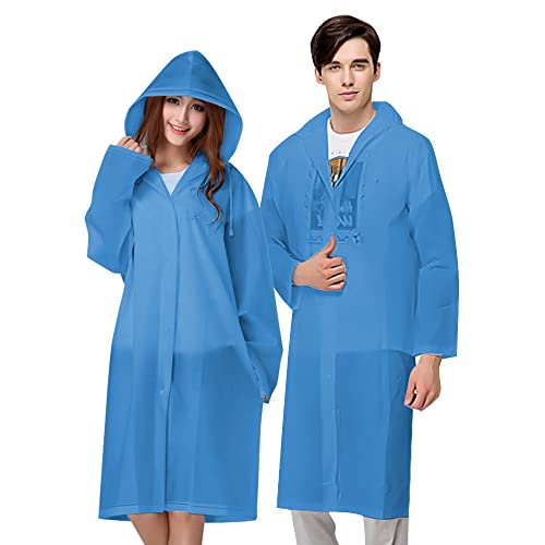 Detalle de Vicloon Chubasqueros Impermeable: Ponchos de lluvia EVA reutilizables, 2 piezas (Azul) para viajes y outdoor