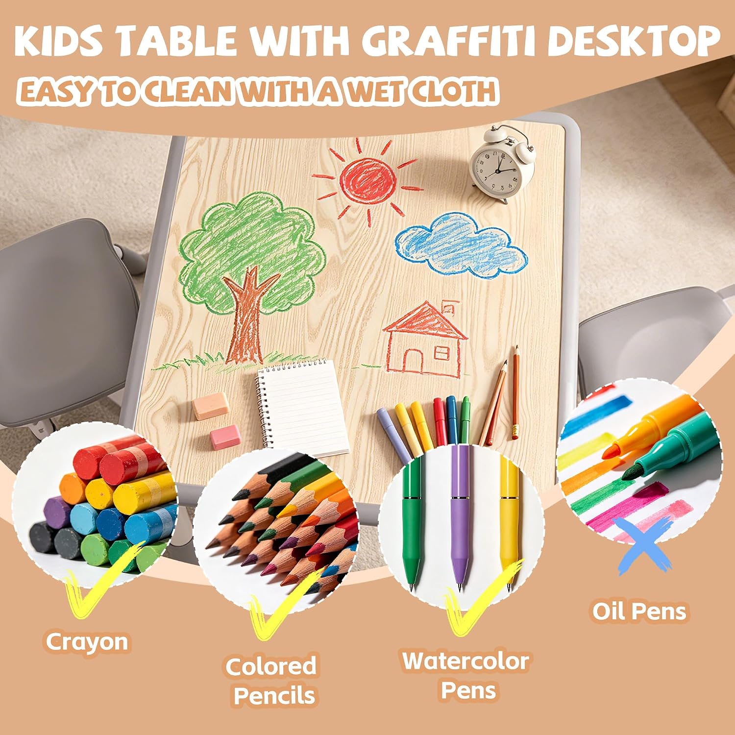 Thumbnail 4 de Pterying LY-1106B Toddler Table and Chair Set, Graffiti Top, 2 Chairs