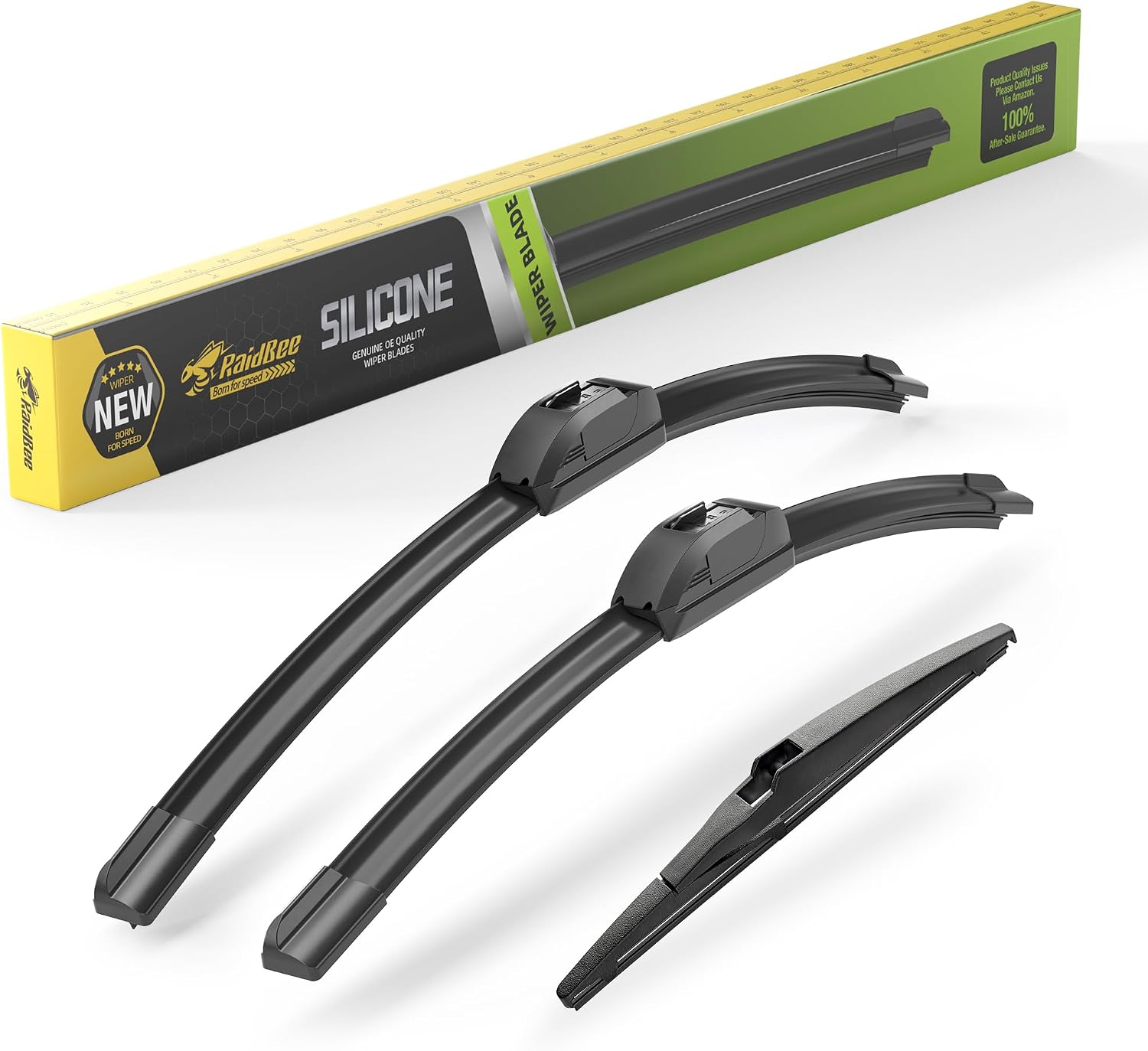Detalle de Raidbee Silicone Windshield Wiper Blades 3-Pack for Jeep Compass (2025–2018) – All-Season, 24"/18"/10
