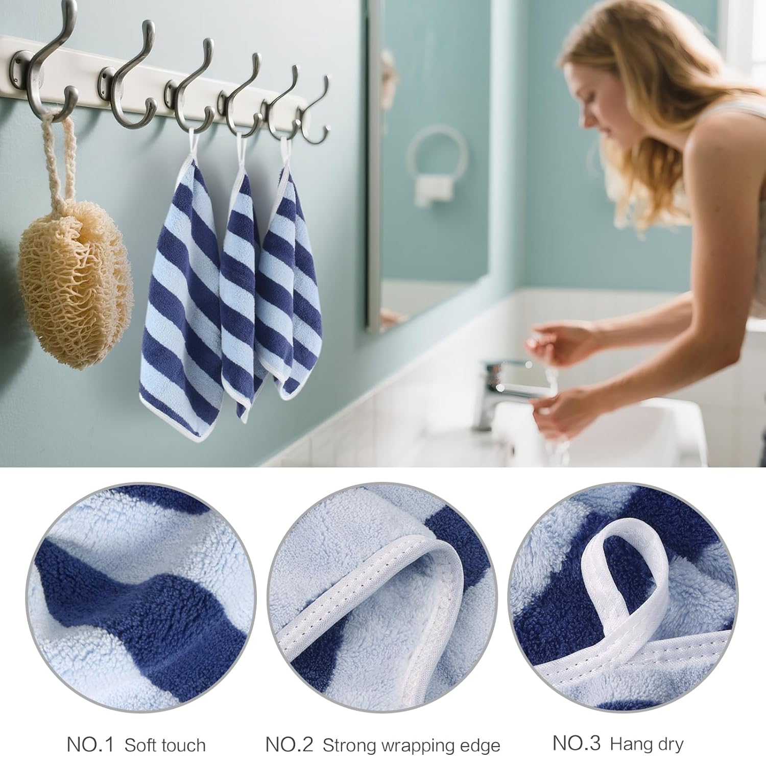 Thumbnail 2 de SINLAND Microfiber Facial Cloths Fast Drying Washcloths (12inch x 12inch) – Soft Makeup Remover & Washcloths Set