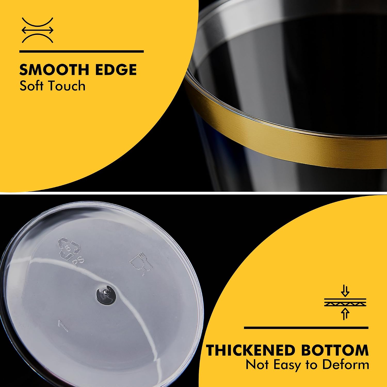 Thumbnail 4 de RACETOP 9 oz Clear Disposable Cups with Gold Rim (200 Pack) – Elegant, Durable, and Convenient