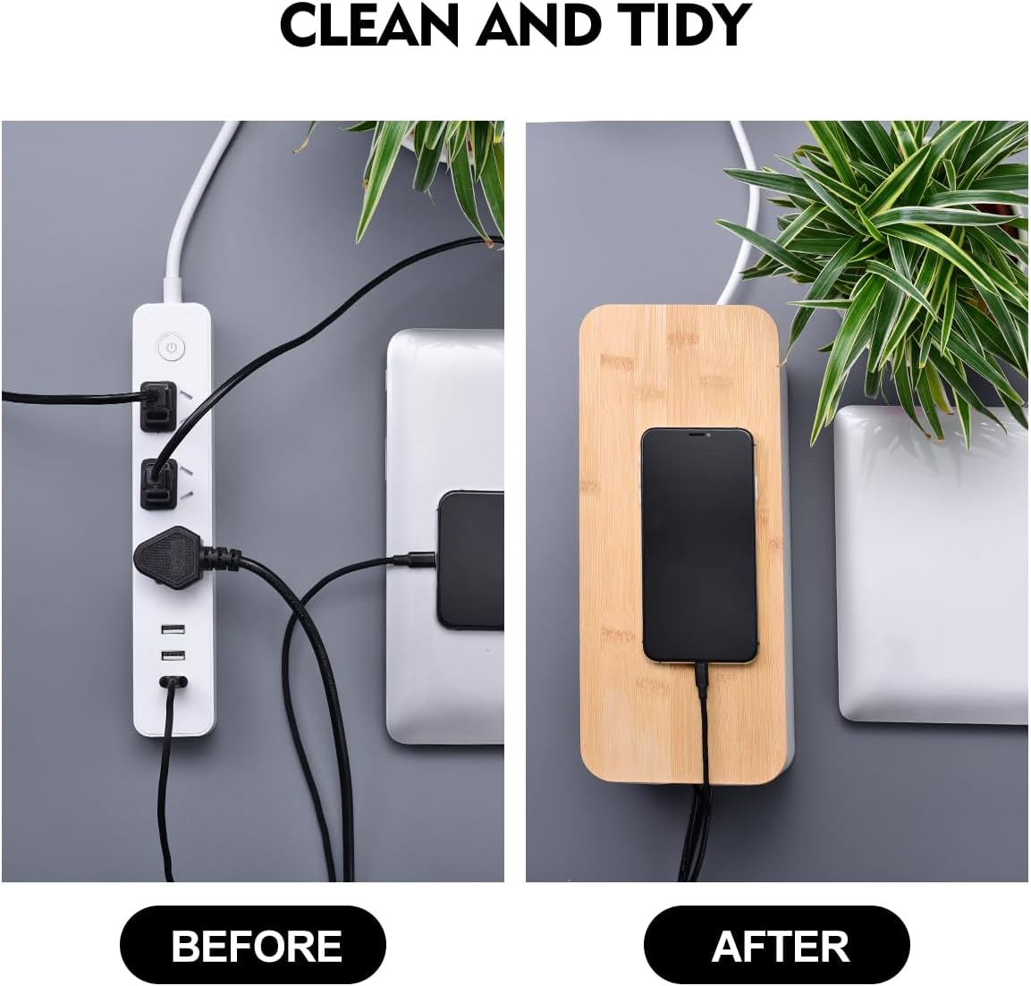 Thumbnail 5 de Chouky wood cable box Cable Management Box, 2-Pack with Wood-Style Lids