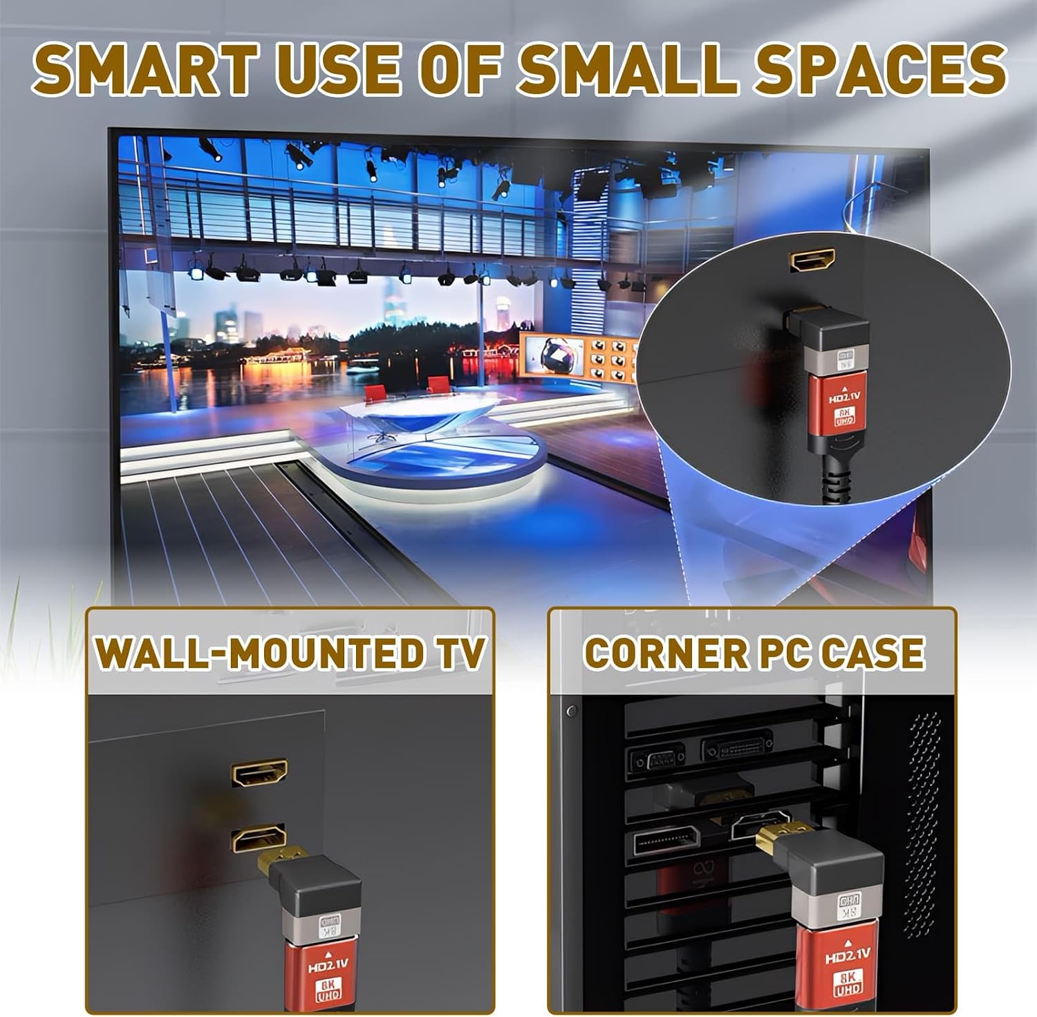 Thumbnail 6 de Zernavith 2Pcs Right Angle HDMI Adapter 8K | HDMI 2.1 90°/270° Combo