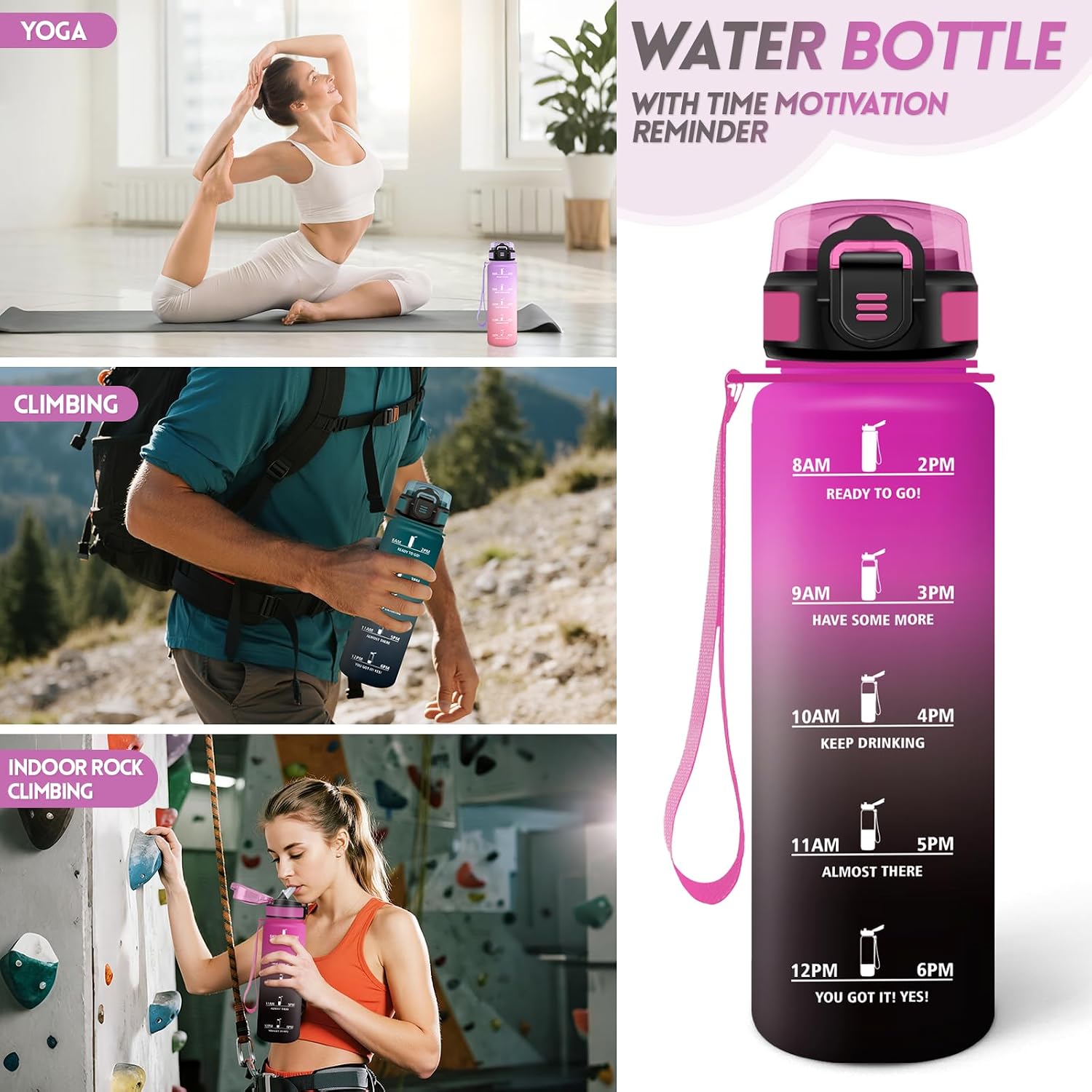 Thumbnail 4 de Gourde 1000ML avec paille pour sport