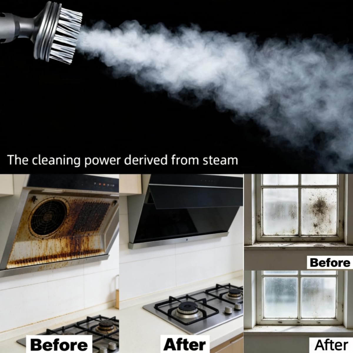 Detalle de PUREBEAR Scrub & Steam Mop, 300°F Steam, 3 Settings, 4 Reusable Pads