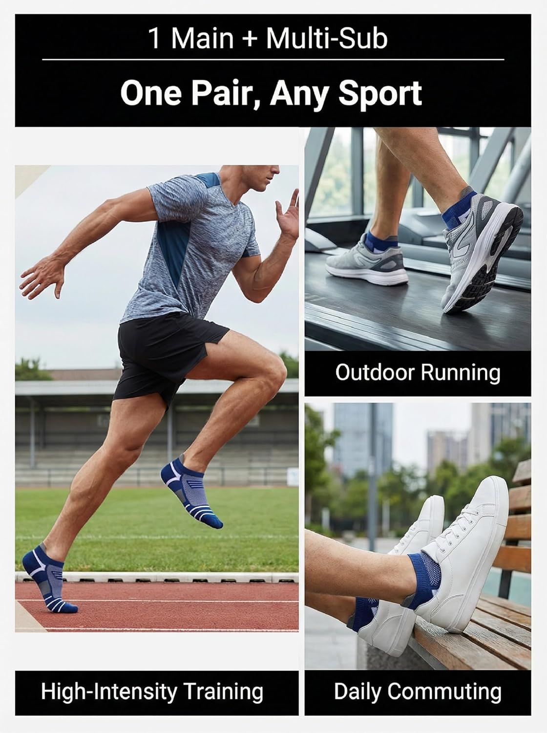 Thumbnail 6 de Kodal Copper Cushioned Athletic Ankle Socks (5 Pairs) – Low Cut Training Socks with Arch Compression